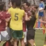 Árbitra é derrubada e substituída após confusão em amistoso internacional