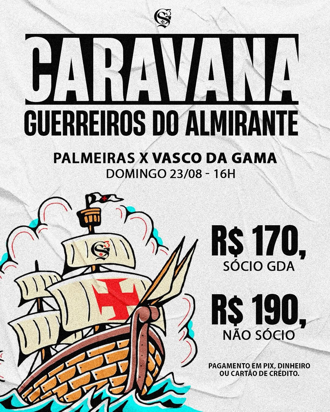 Caravana Vasco para confronto contra o Palmeiras tem detalhes divulgados por torcidas