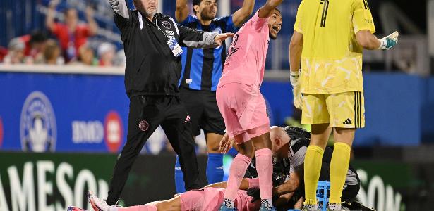 Choque de cabeça em campo gera preocupação e ambulância no jogo do Inter Miami