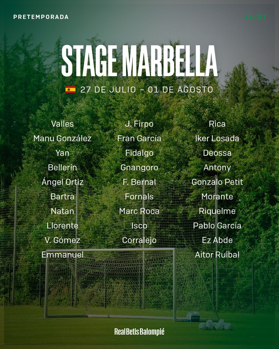 Deossa integra elenco do Real Betis em período de treinamentos intensivos em Marbella