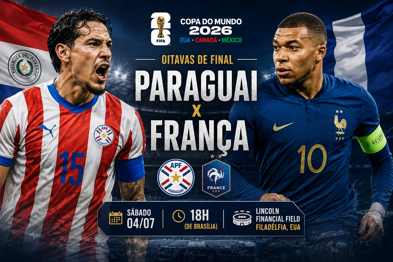 Copa do Mundo 2026: Paraguai e França se enfrentam por vaga nas quartas de final