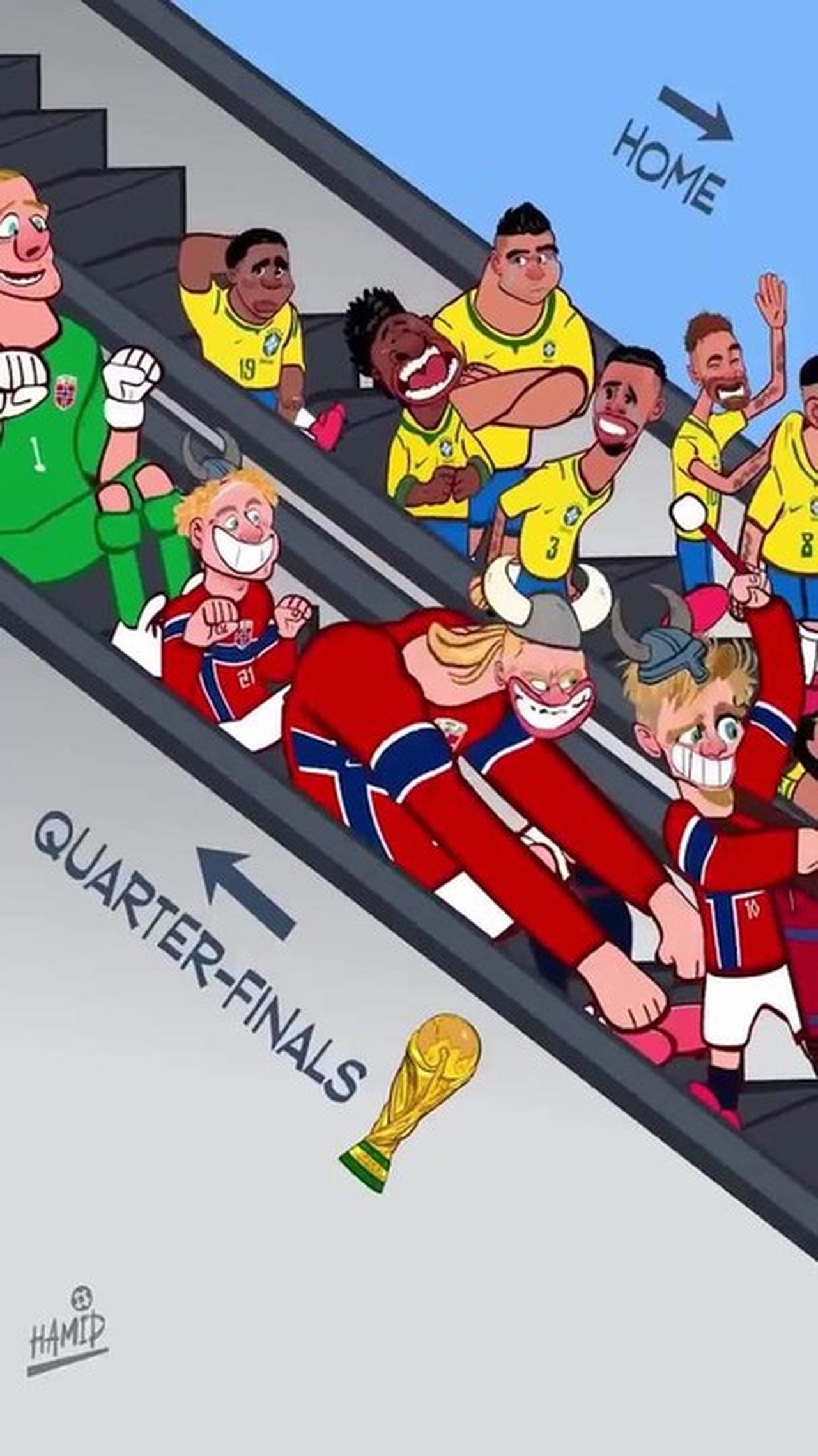 Animação viral satiriza eliminação brasileira com remada viking