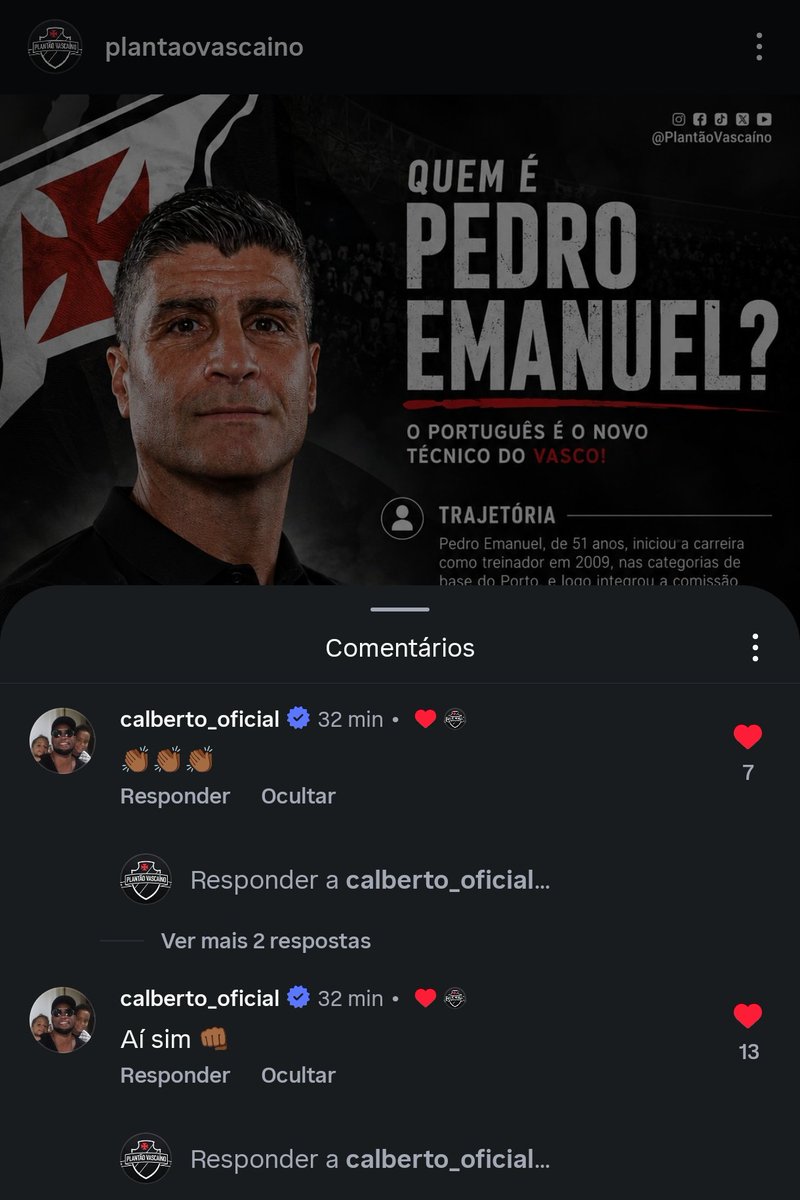 Pedro Emanuel assume comando técnico do Vasco com aval de Carlos Alberto