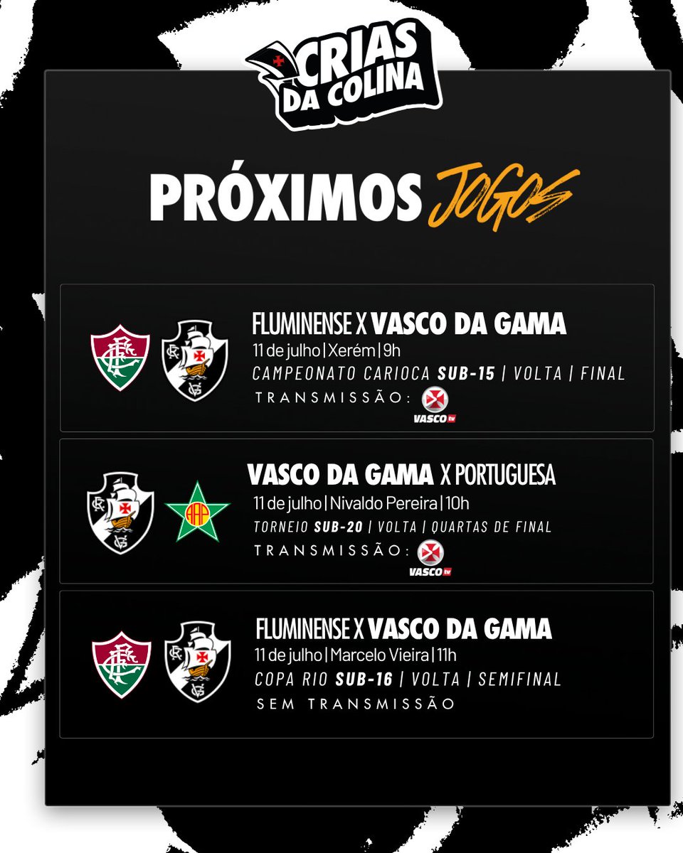 Vasco define agenda decisiva para as categorias de base neste sábado