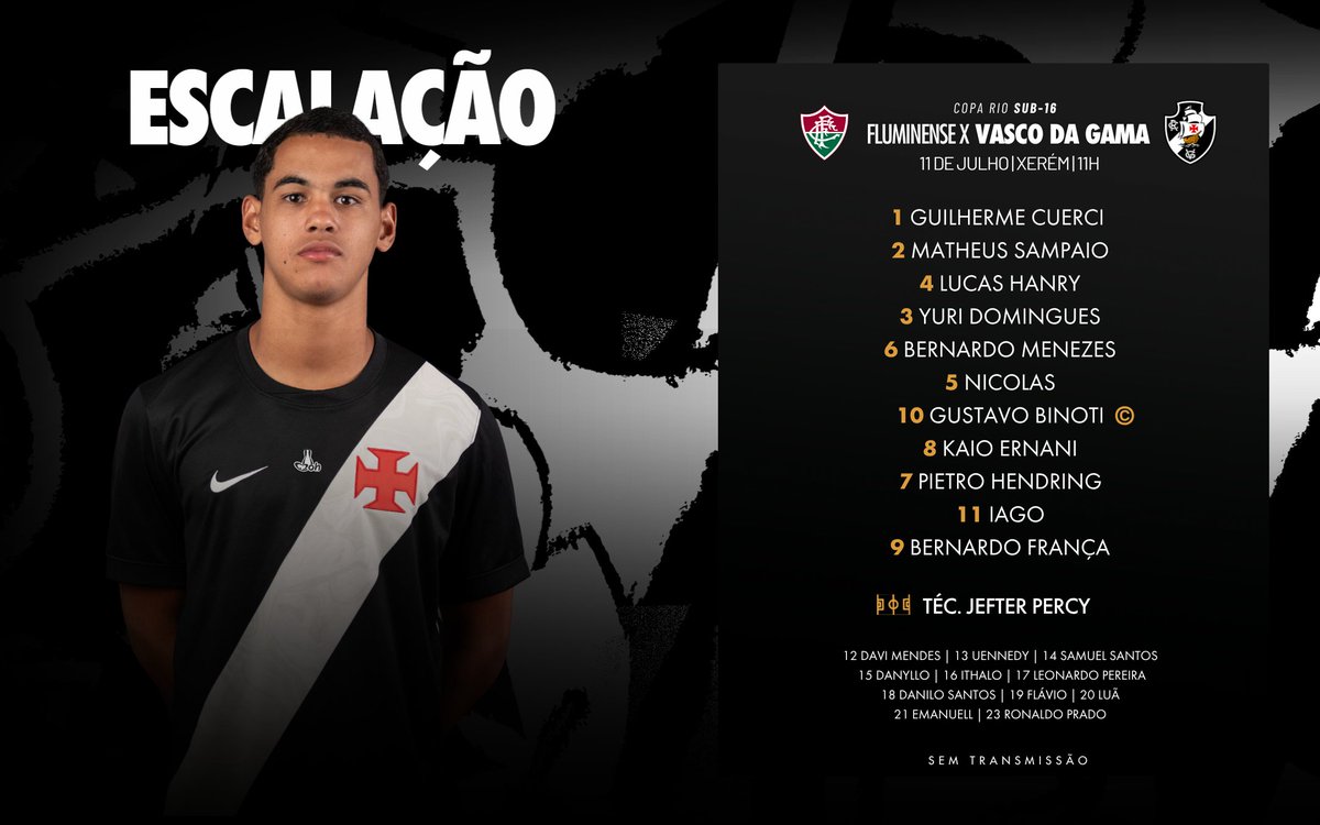 Vasco define escalação para o clássico decisivo contra o Fluminense na Copa Rio Sub-16