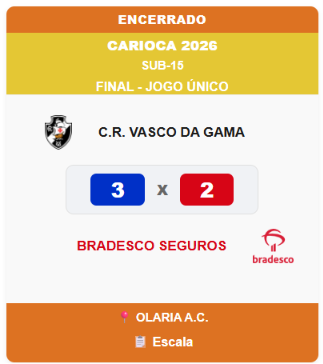 Vasco conquista título carioca sub-15 em final emocionante contra o Bradesco Seguros