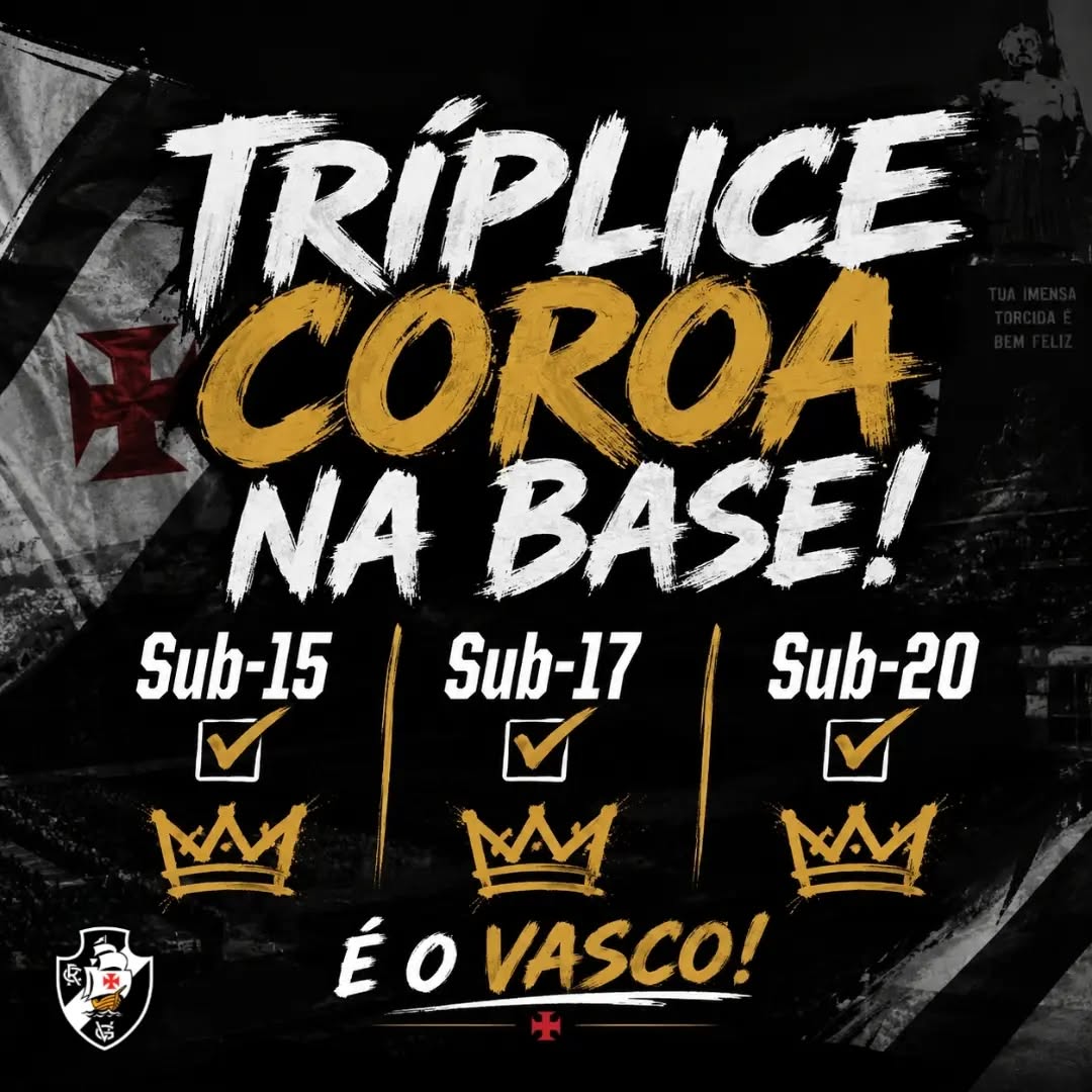 Vasco conquista a tríplice coroa no futsal com títulos nas categorias de base
