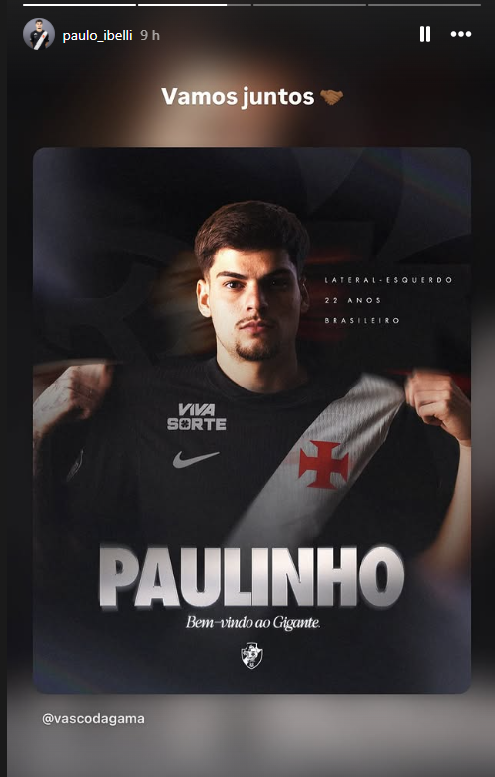 Vasco oficializa a chegada do lateral Paulinho para reforçar o elenco