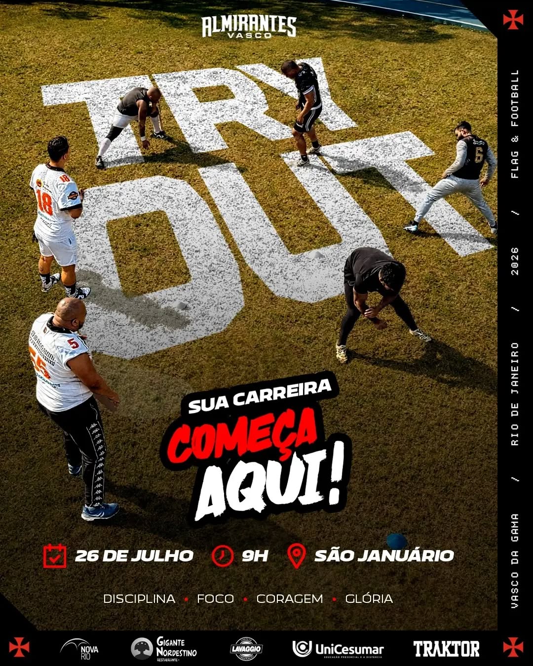Vasco Almirantes abre tryout para futebol americano e flag football em São Januário