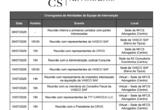 Cronograma detalha intensa agenda de intervenção na Vasco SAF