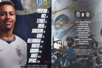 Escalações definidas para o confronto entre Inglaterra e Argentina na semifinal da Copa em Atlanta