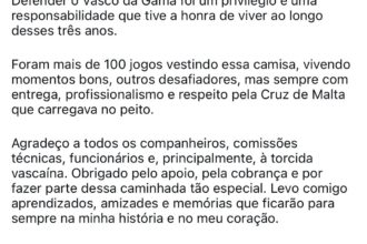 Hugo Moura encerra trajetória de três anos no Vasco da Gama