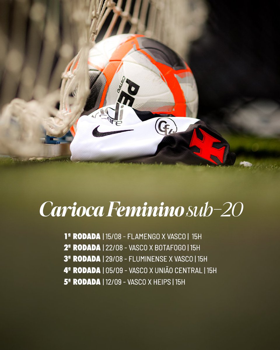 Vasco feminino sub-20 tem calendário definido para o Campeonato Carioca de 2026