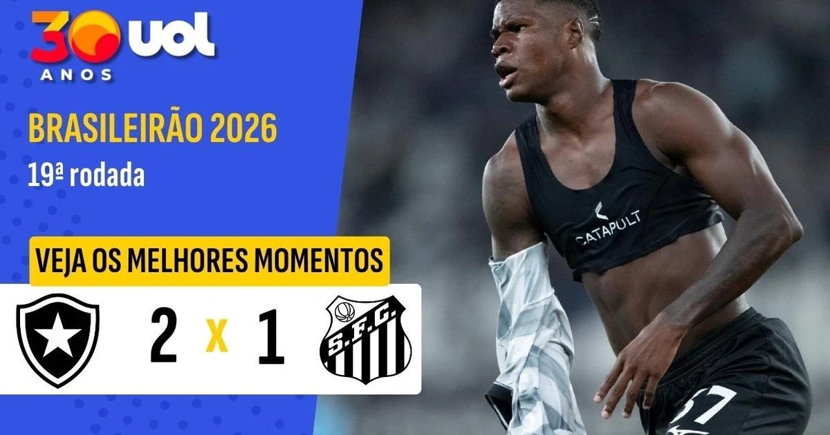 Botafogo supera Santos com gols decisivos na 19ª rodada do Brasileirão 2026