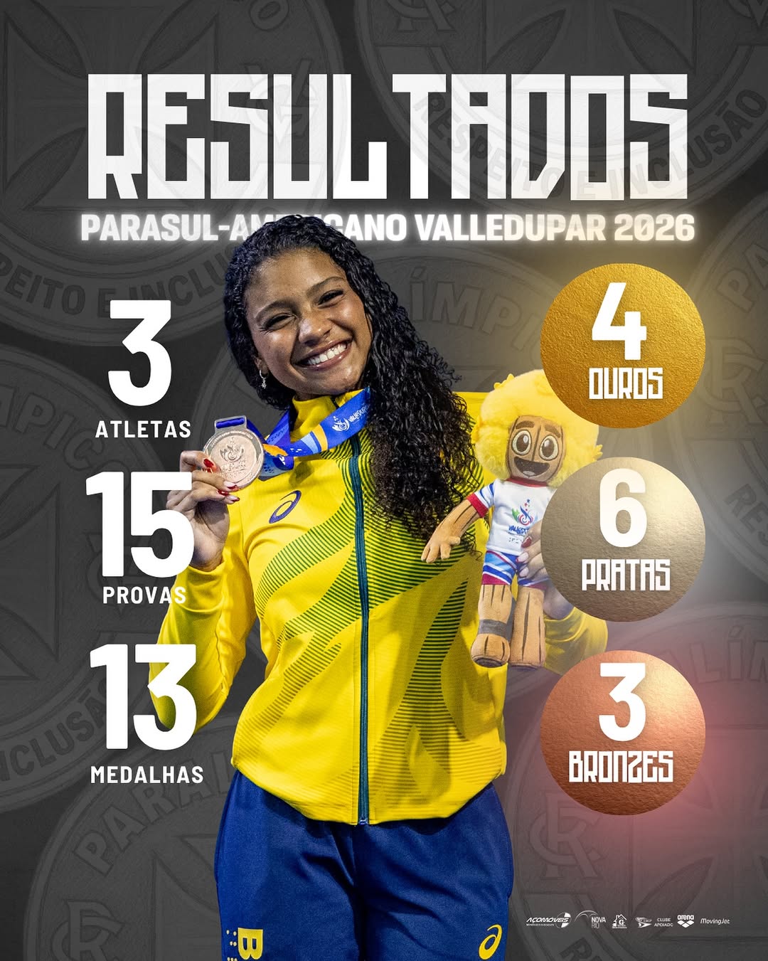 Expressiva campanha: Vasco Paralímpico conquista 13 medalhas no Parasul-americano de Valledupar