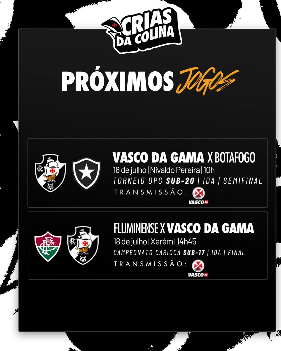 Vasco define agenda decisiva para as categorias de base no próximo dia 18