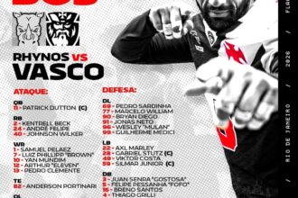 Vasco Almirantes inicia trajetória na Superliga de Futebol Americano contra o Rhynos
