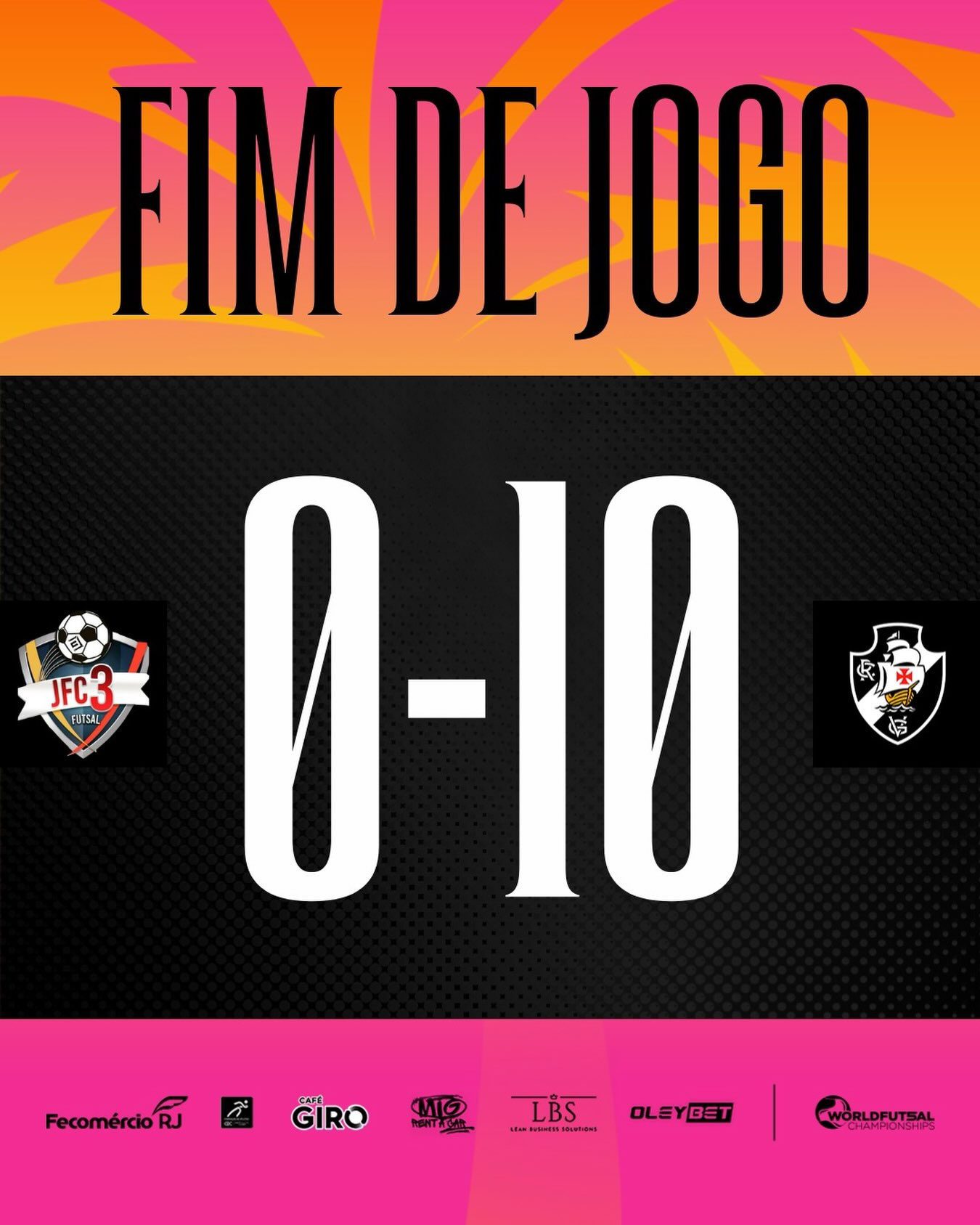 Vasco goleia por 10 a 0 e garante vaga na semifinal do World Futsal Championships