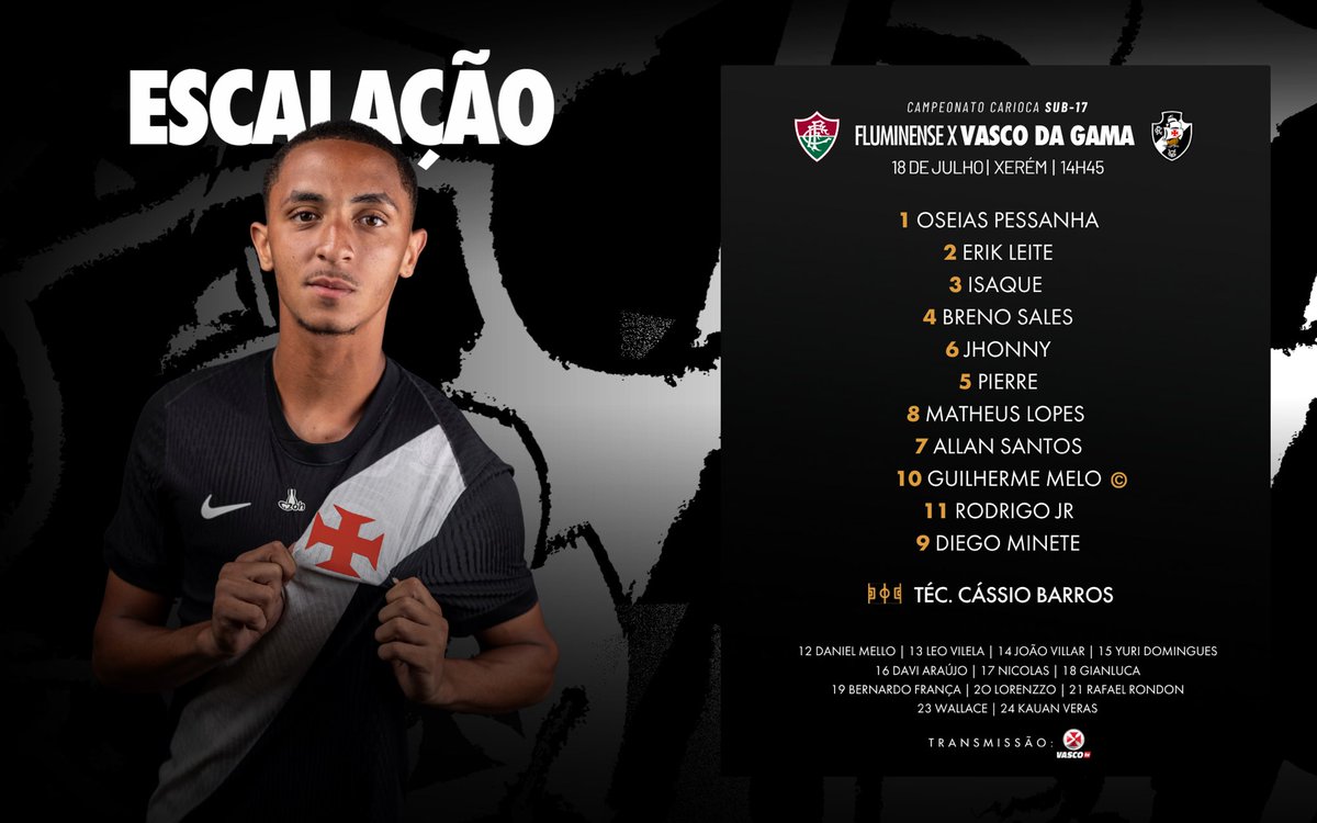 Vasco define escalação para o clássico decisivo contra o Fluminense no sub-17