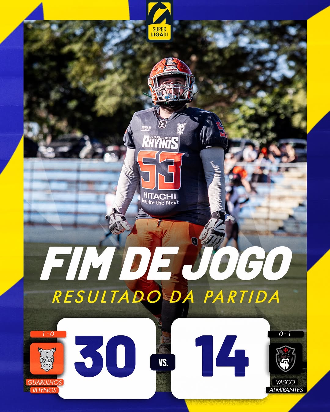 Vasco Almirantes é superado pelo Guarulhos Rhynos por 30 a 14 na estreia da Superliga