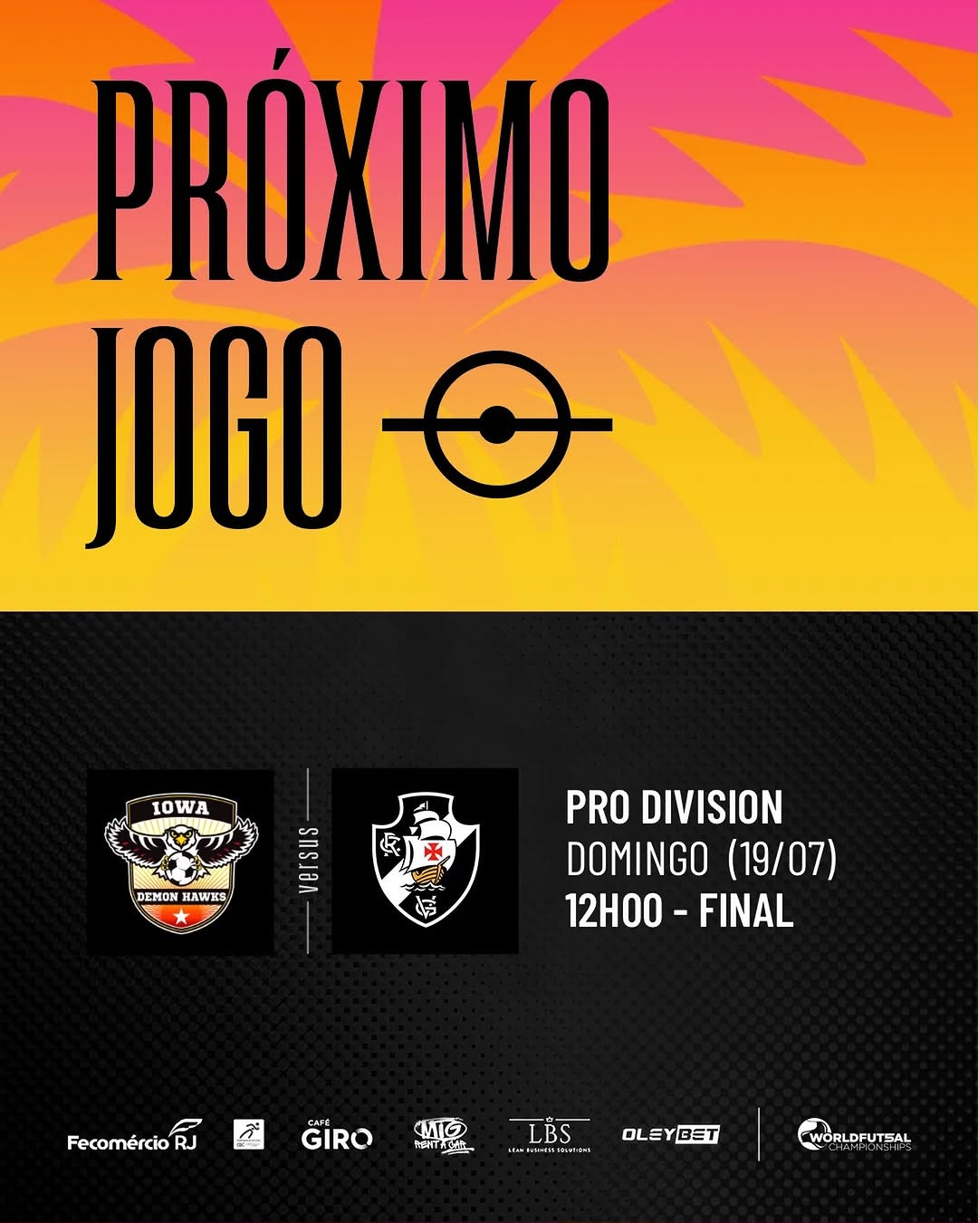 Vasco disputa a final do World Futsal Championships contra o Iowa Demon Hawks