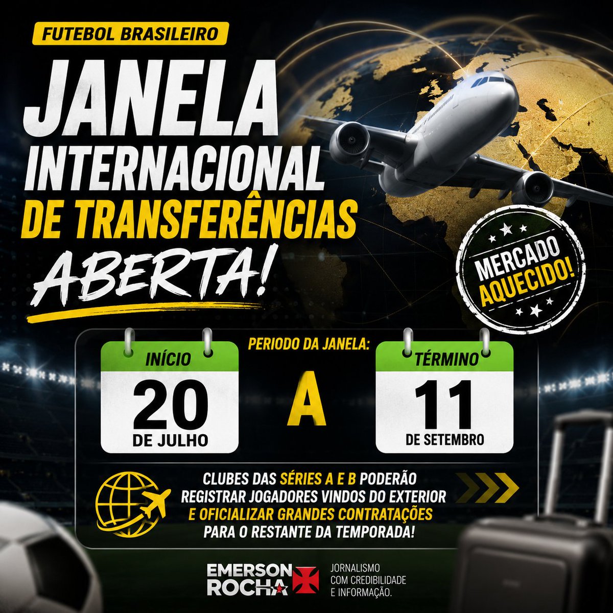 Janela de transferências internacional movimenta clubes brasileiros até setembro