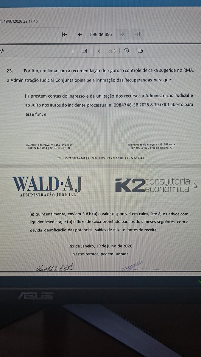 Administração judicial exige controle rigoroso de caixa em processo de recuperação