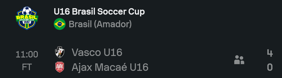 Vasco domina Ajax Macaé e aplica goleada na Brasil Soccer Cup