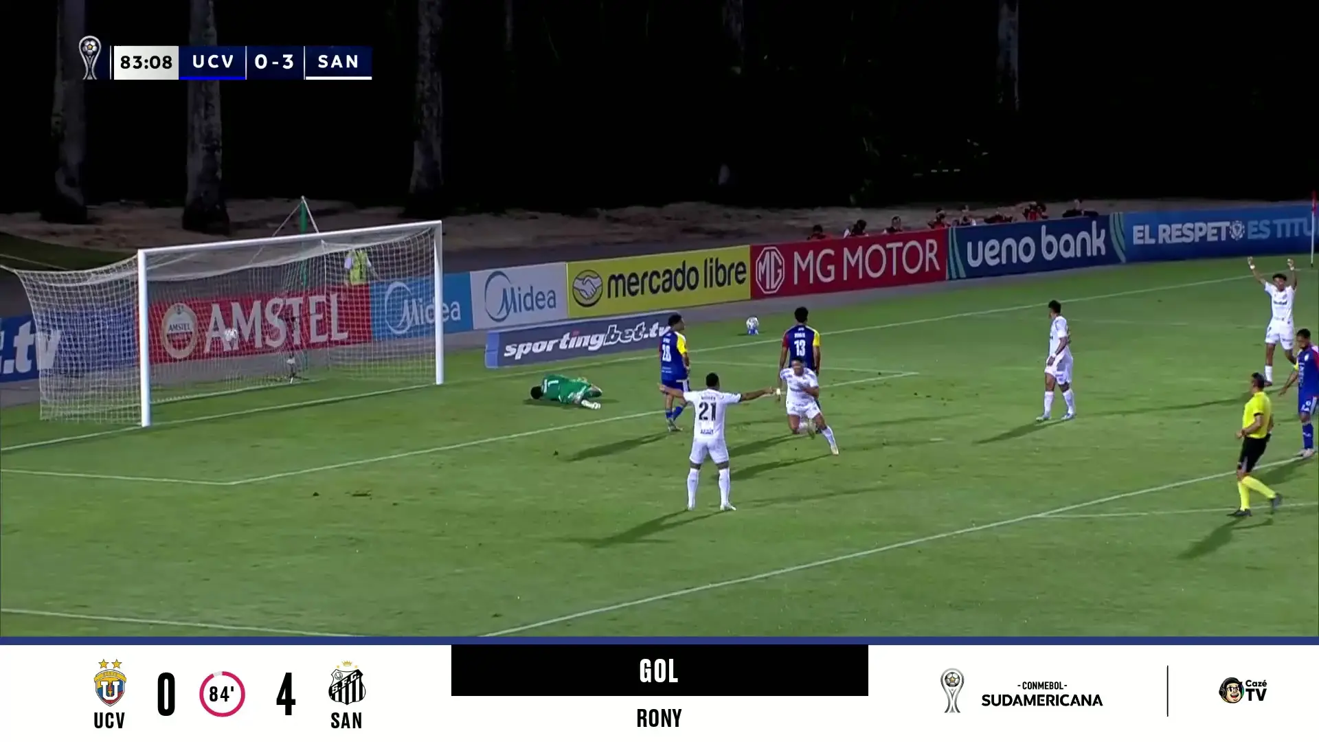 Santos goleia e Rony sela vitória em confronto da Sul-americana