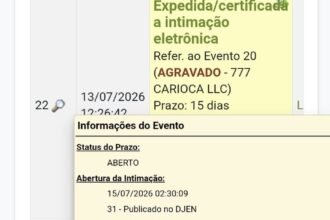 Prazo judicial para 777 Carioca LLC responder agravo do Vasco termina em agosto