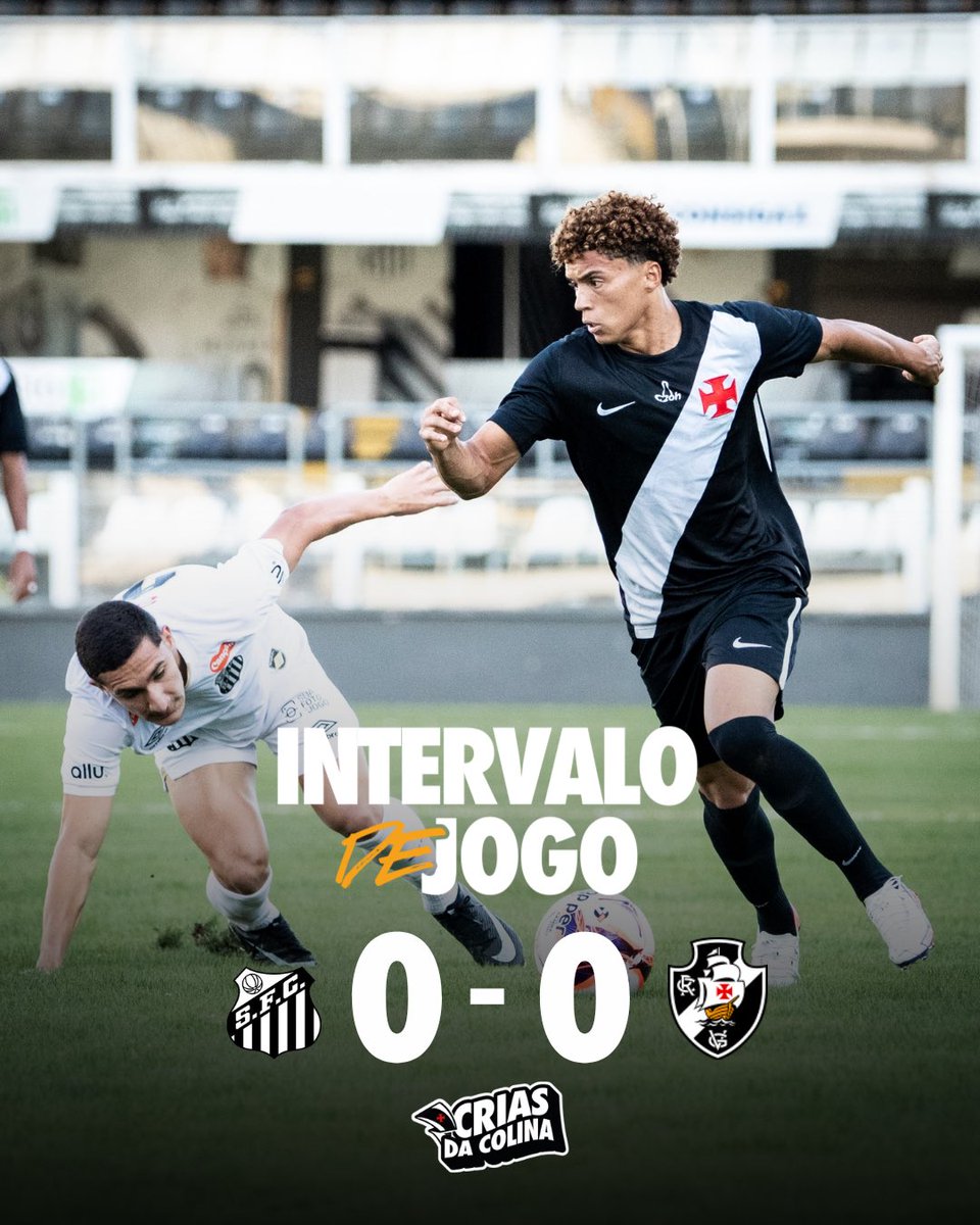 Empate sem gols marca o primeiro tempo entre Santos e Vasco no Brasileiro Sub-20