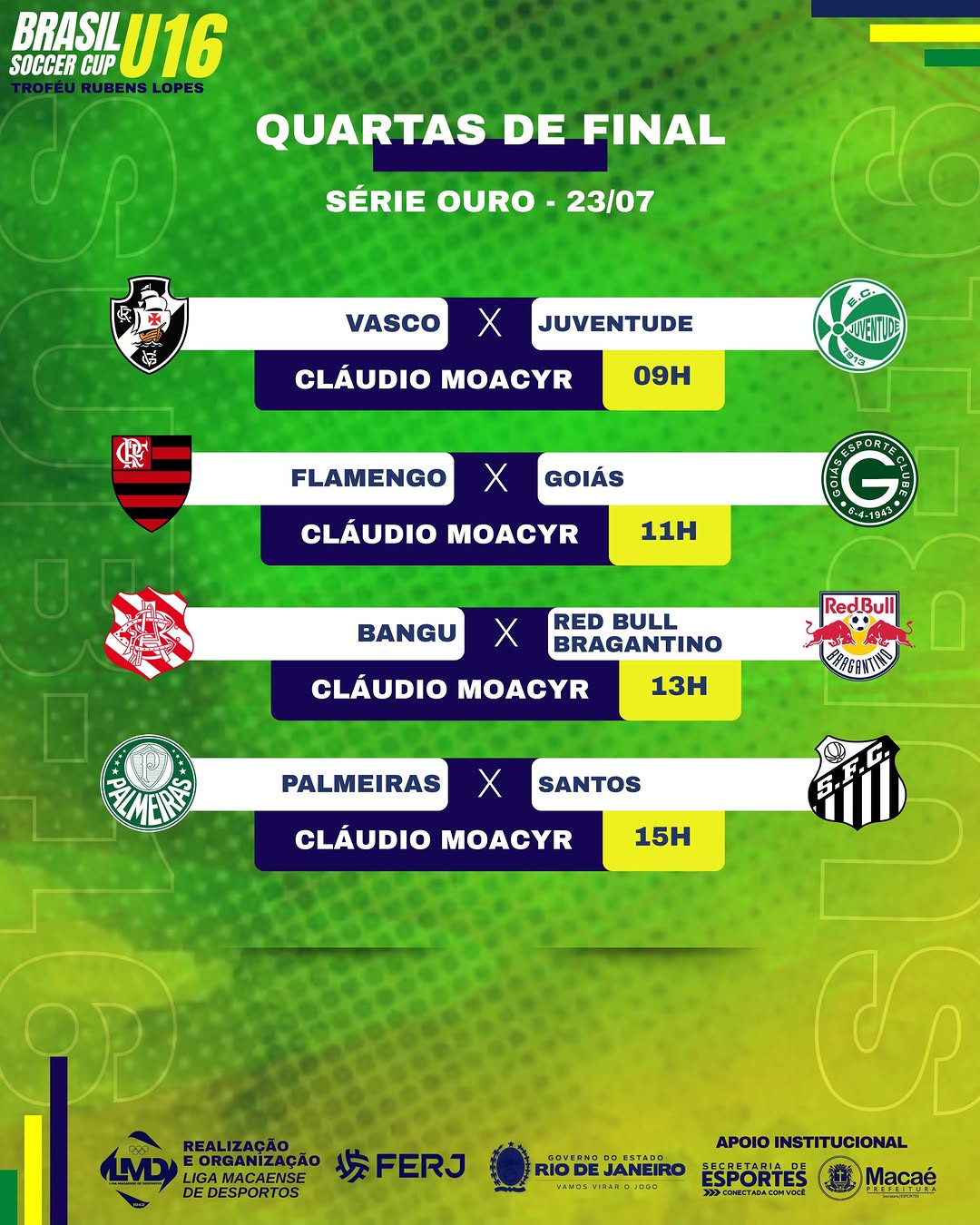 Brasil Soccer Cup define confrontos decisivos das quartas de final em Macaé