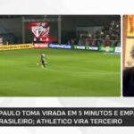 São Paulo sofre virada relâmpago e perde terreno na tabela do Brasileirão