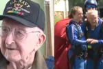 Idoso de 105 anos desafia a idade e realiza salto de paraquedas inédito