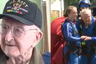 Idoso de 105 anos desafia a idade e realiza salto de paraquedas inédito