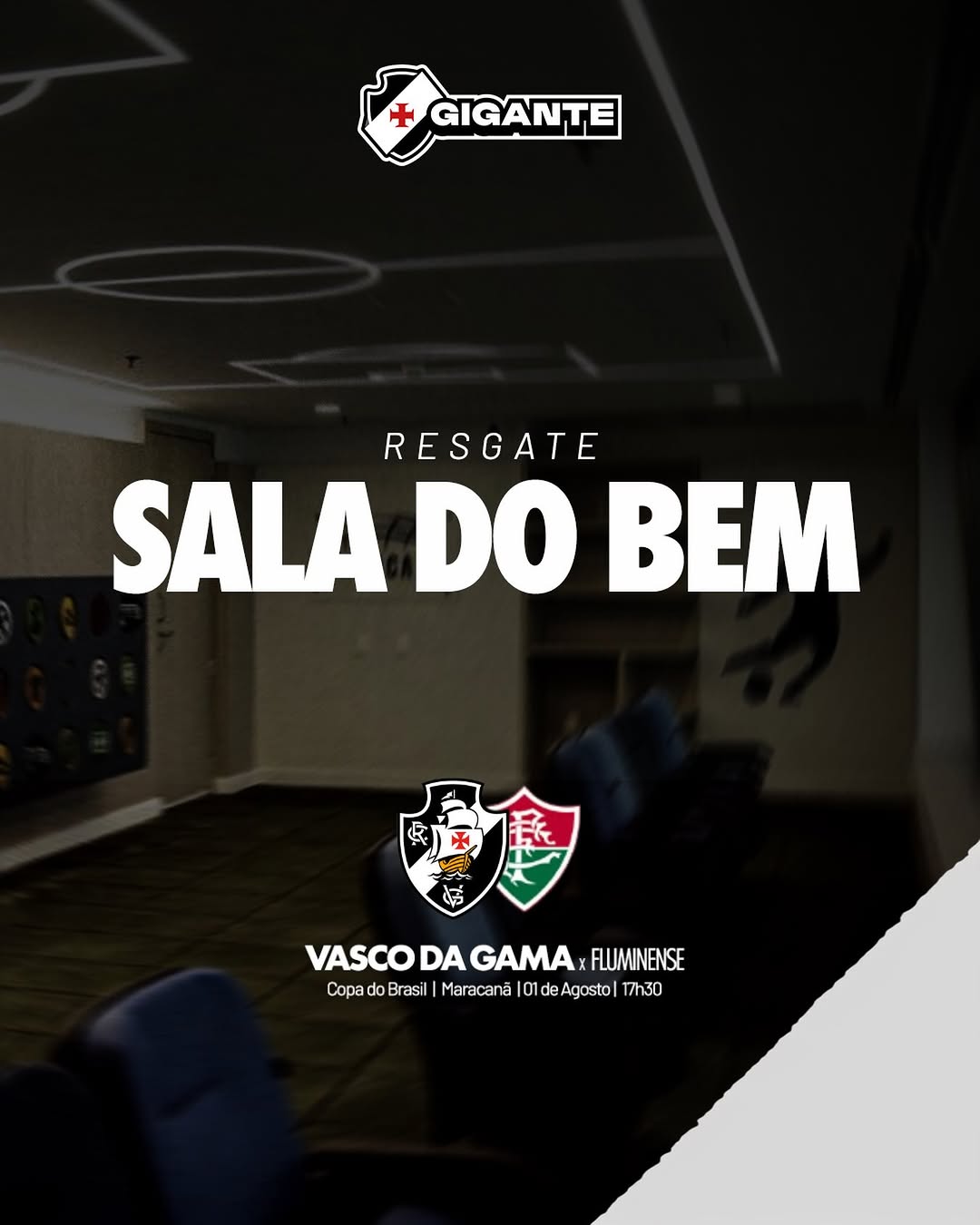 Vasco libera resgate de ingressos para a Sala do Bem no clássico contra o Fluminense