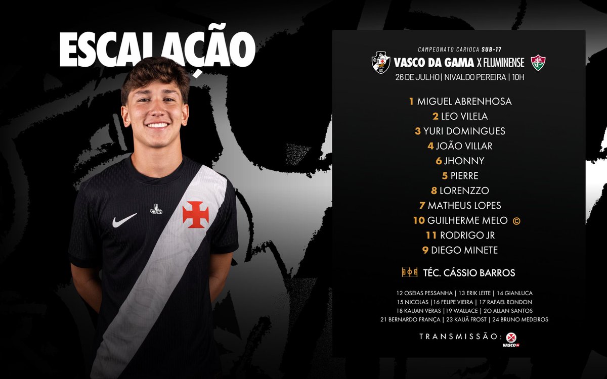 Vasco define escalação para o clássico decisivo contra o Fluminense no Carioca sub-17