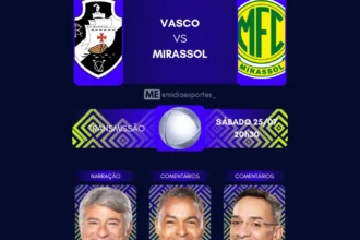 Vasco e Mirassol se enfrentam pela 20ª rodada do Brasileirão Série a