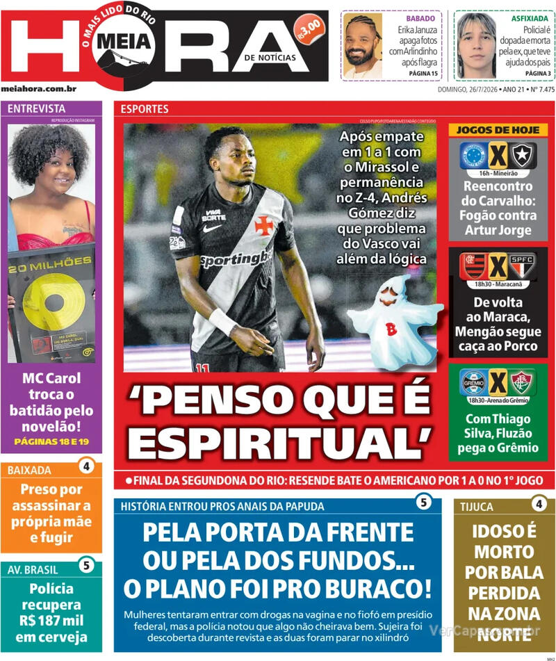 Vasco empata com Mirassol e Andrés Gómez questiona momento da equipe