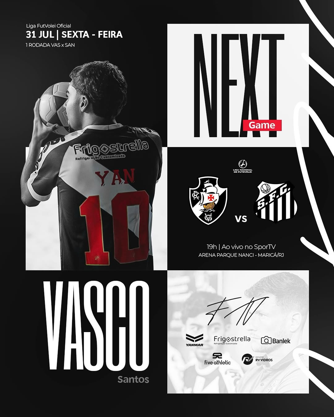 Vasco inicia trajetória na Liga Nacional de Futevôlei em confronto contra o Santos