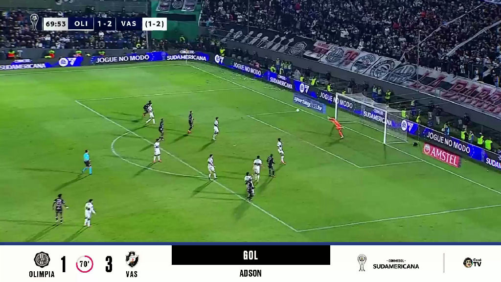 Adson marca golaço de fora da área e Vasco amplia vantagem sobre Olimpia na Sudamericana