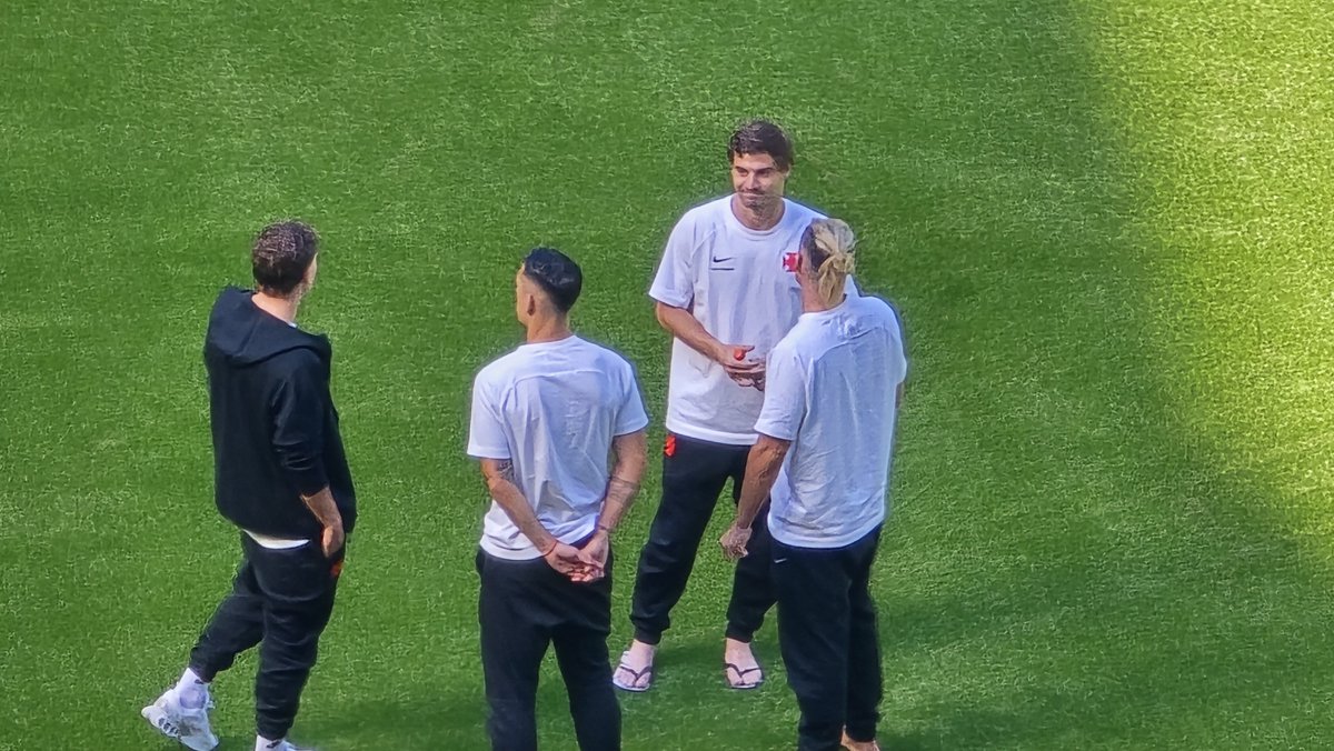 Atletas estrangeiros do Vasco realizam reconhecimento do gramado sintético no Allianz Parque