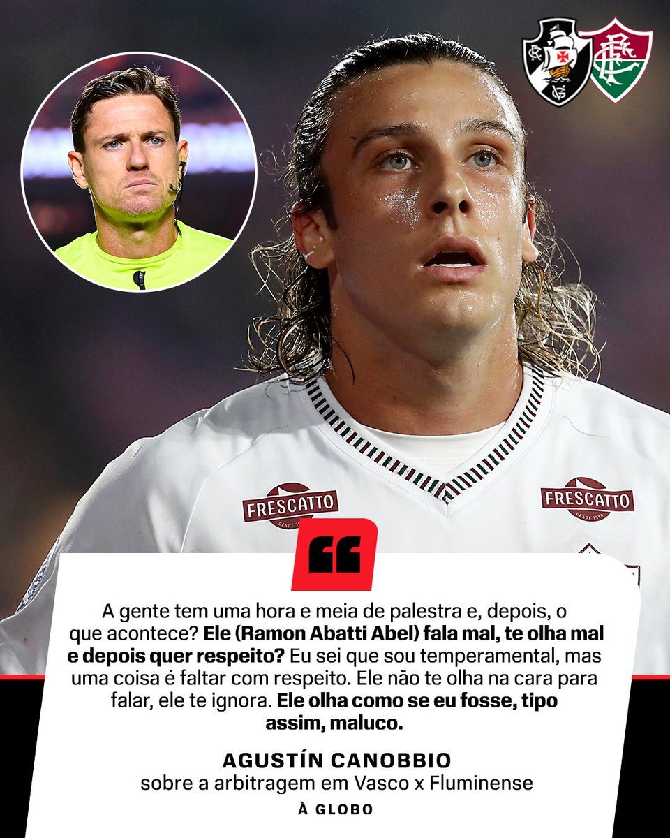 Canobbio critica postura de Ramon Abatti Abel em clássico entre Vasco e Fluminense