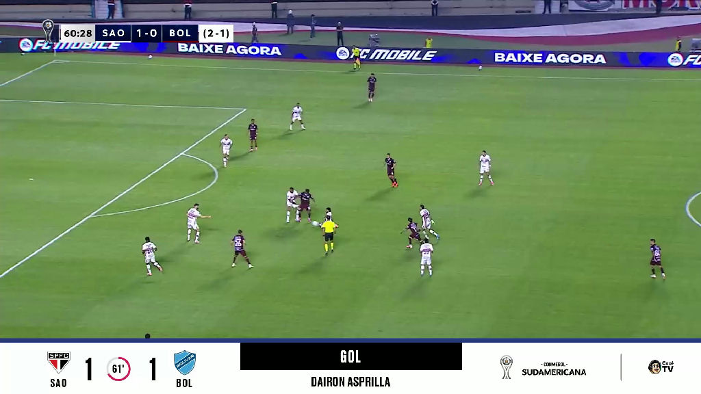 Chutaço de Dairon Asprilla de fora da área garante empate do Bolívar diante do São Paulo