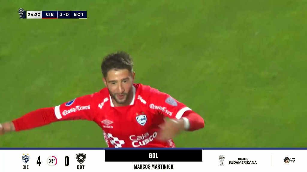 Cienciano domina Botafogo com goleada e gol de longa distância de Martinich