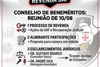 Conselho de Beneméritos debate futuro da SAF do Vasco em reunião crucial