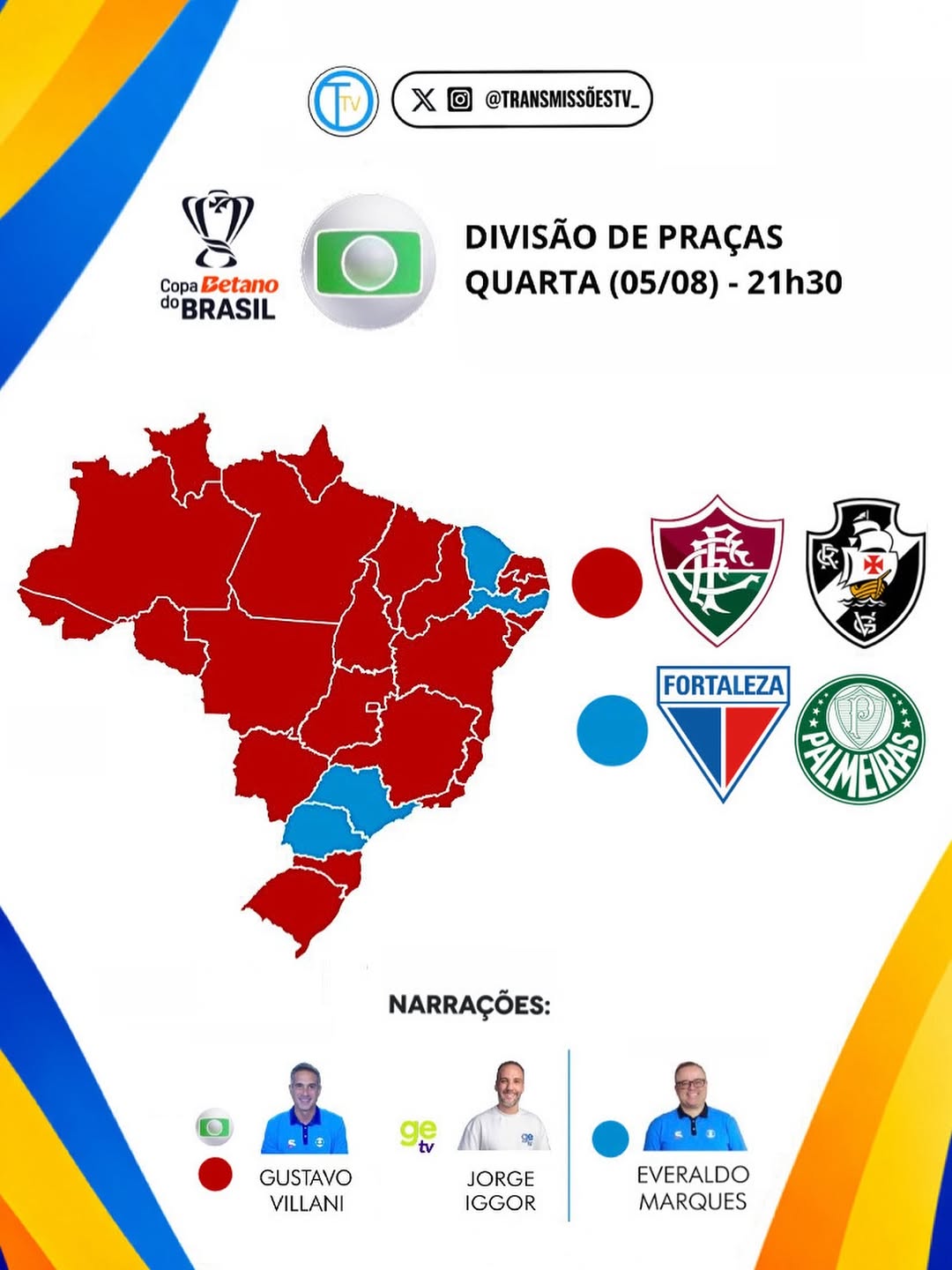 Copa do Brasil define grade de transmissão da TV Globo para a quarta-feira