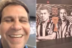 Dandan se emociona ao visitar novo mural de ídolos no estádio Nilton Santos