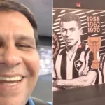 Dandan se emociona ao visitar novo mural de ídolos no estádio Nilton Santos