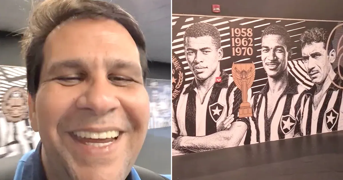 Dandan se emociona ao visitar novo mural de ídolos no estádio Nilton Santos